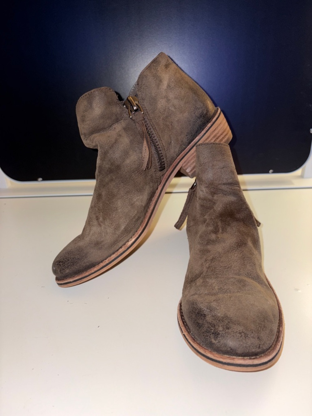 Gianni Bini Brown Suede Ankle Booties with Side Zip